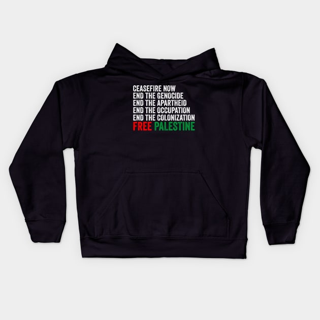 Ceasefire Now - End the Genocide Free Plaestine Kids Hoodie by Sarjonello